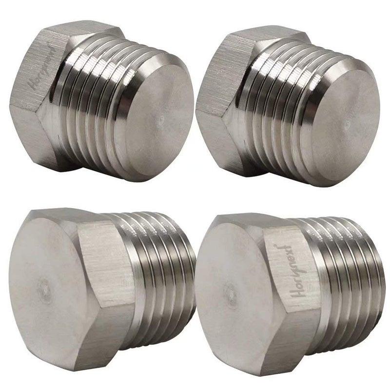 Horiznext npt 1/2 stainless steel Male Thread hex Head water Pipe Plug, adapt to cap brass socket fitting manifold nut (Pack of 4) - Image 1